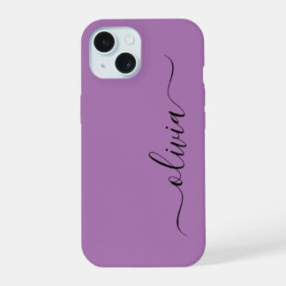 Modern Stylish Black and purple Monogram  iPhone 15 Case