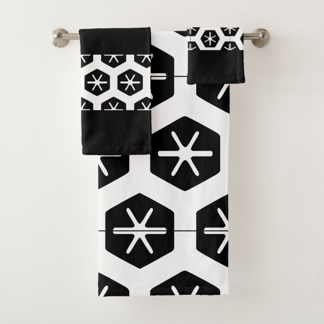 Modern stylish Black and white bathroom Bath Towel Set (Insitu)