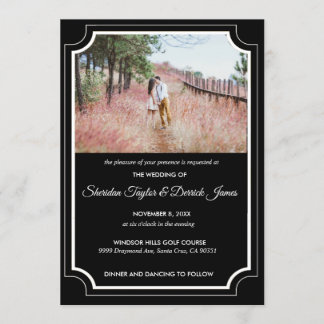 Modern Stylish Black and White Wedding Invitation