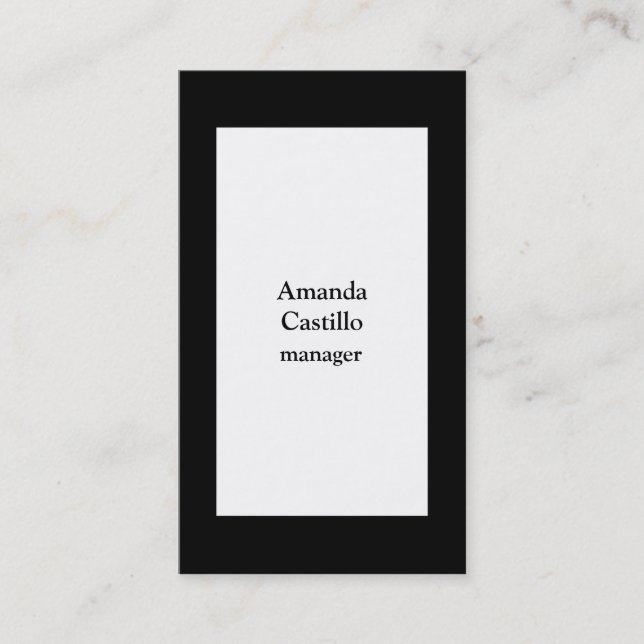Modern Stylish Black Borders White Background Business Card (Front)
