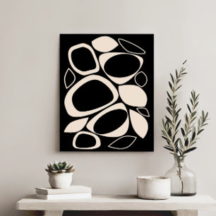 Modern Stylish Black Cream Abstract Pattern Canvas Print