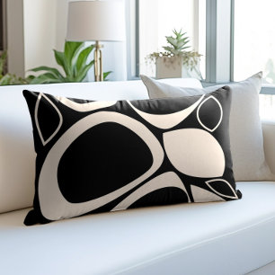 Modern Stylish Black Cream Abstract Pattern Decorative Cushion