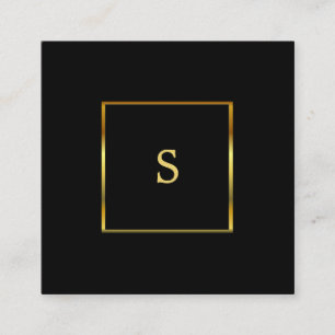 Modern stylish black gold professional monogram square business card