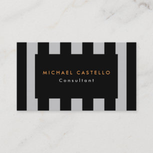 Modern Stylish Black Grey Striped Professional Business Card