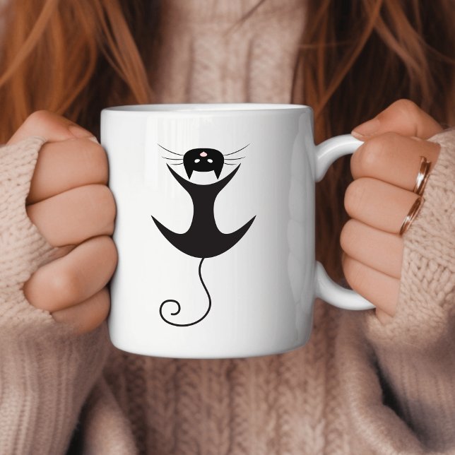 Modern Stylish Black Hanging Cat Coffee Mug (Creator Uploaded)