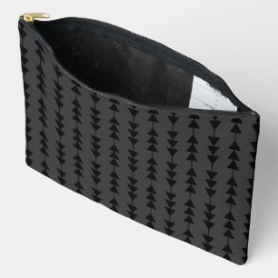 Modern & Stylish Black Hanging Triangles on Smoky Accessory Pouch