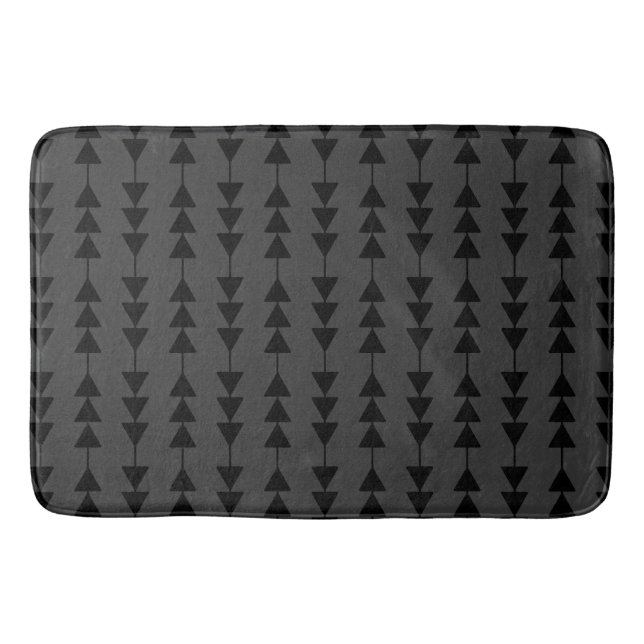 Modern & Stylish Black Hanging Triangles on Smoky Bath Mat (Front)