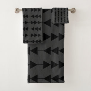 Modern & Stylish Black Hanging Triangles on Smoky Bath Towel Set