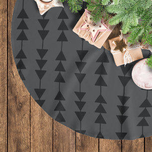 Modern & Stylish Black Hanging Triangles on Smoky Brushed Polyester Tree Skirt