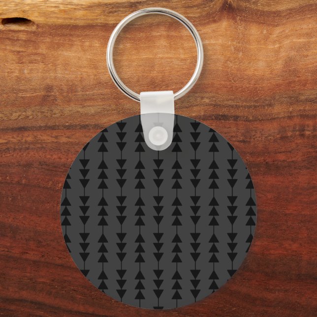Modern & Stylish Black Hanging Triangles on Smoky Key Ring (Front)