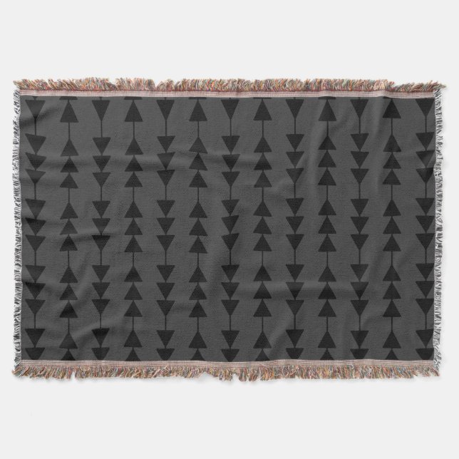 Modern & Stylish Black Hanging Triangles on Smoky Throw Blanket (Front)