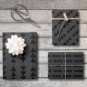 Modern & Stylish Black Hanging Triangles on Smoky Wrapping Paper Sheet