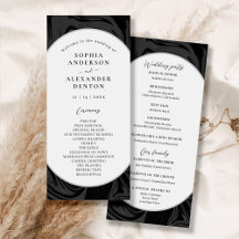 Modern stylish black marble Wedding Program