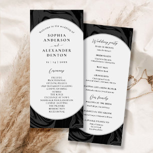 Modern stylish black marble Wedding Program 