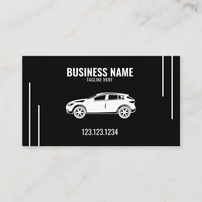 Modern Stylish Black Mobile Car Wash and Detailing Business Card (Front)