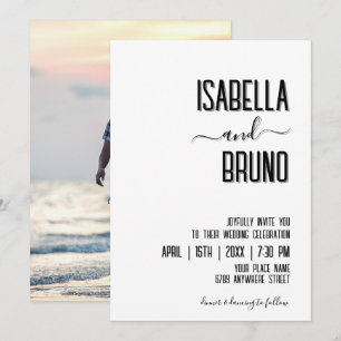Modern, Stylish Black Personalised Photo Wedding Invitation