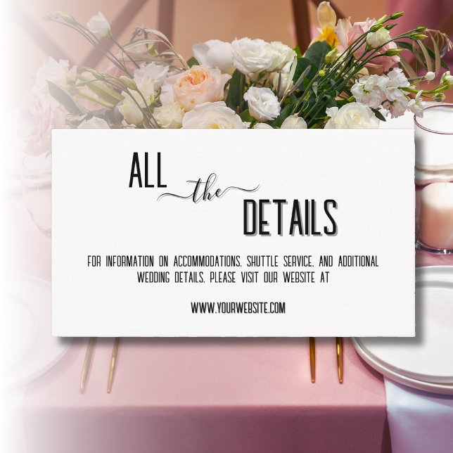 Modern, Stylish Black Personalised Text Wedding Enclosure Card (Creator Uploaded)