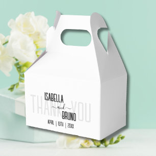 Modern, Stylish Black Personalised Text Wedding Favour Box