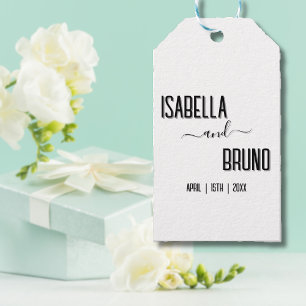 Modern, Stylish Black Personalised Text Wedding Gift Tags