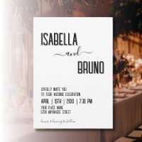 Modern, Stylish Black Personalised Text Wedding