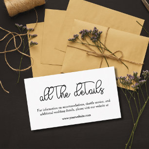 Modern, Stylish Black Personalized Text Wedding Enclosure Card
