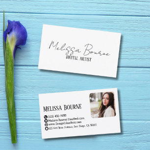 Modern Stylish Black White, Professional Photo Business Card