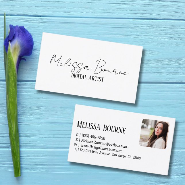 Modern Stylish Black White, Professional Photo Business Card (Creator Uploaded)