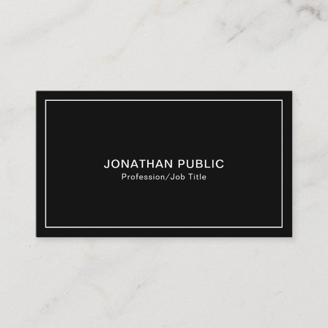 Modern Stylish Black White Simple Chic Plain Business Card (Front)