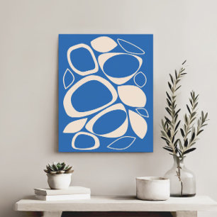 Modern Stylish Blue Cream Abstract Pattern Canvas Print