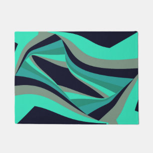 Modern Stylish Blue Green Aqua Teal Turquoise Grey Doormat
