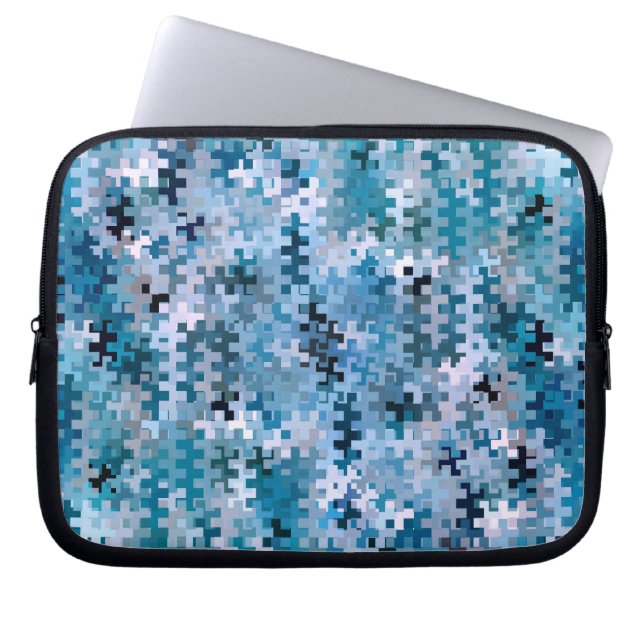 Modern Stylish Blue Pattern Laptop Sleeve (Front)