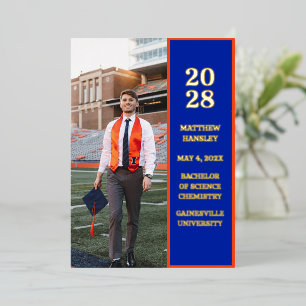 Modern Stylish Blue Photo Graduation Announcement