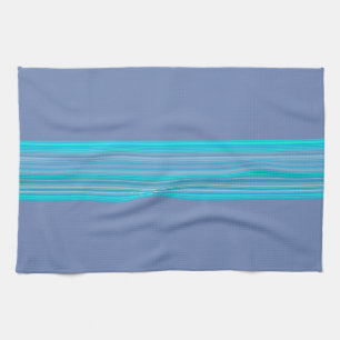 Modern Stylish Blue Striped Pattern Tea Towel