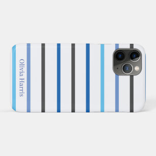 Modern Stylish Blue Stripes Custom Case-Mate iPhone Case