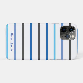Modern Stylish Blue Stripes Custom Case-Mate iPhone Case