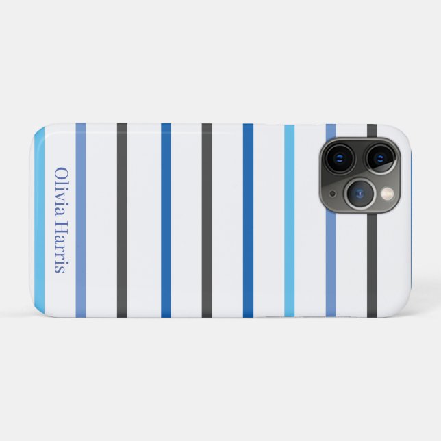 Modern Stylish Blue Stripes Custom Case-Mate iPhone Case (Back (Horizontal))