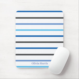 Modern Stylish Blue Stripes Custom Mouse Pad