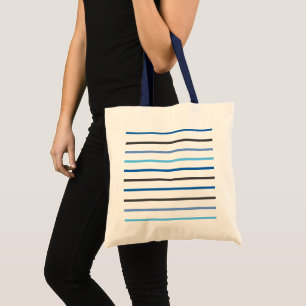 Modern Stylish Blue Stripes Custom Tote Bag