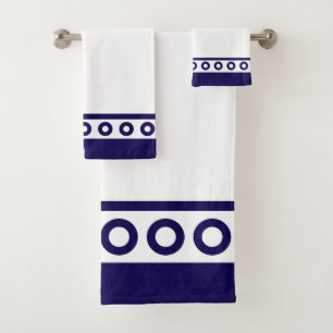 Modern Stylish Blue & White Bath Towel Set