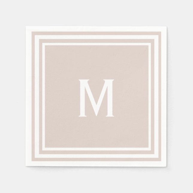 Modern Stylish Blush Custom Monogram Napkin (Front)