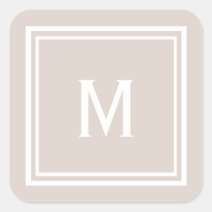 Modern Stylish Blush Custom Monogram Square Sticker