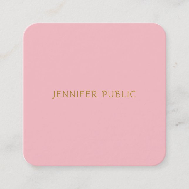 Modern Stylish Blush Pink Professional Template Square Business Card (Front)