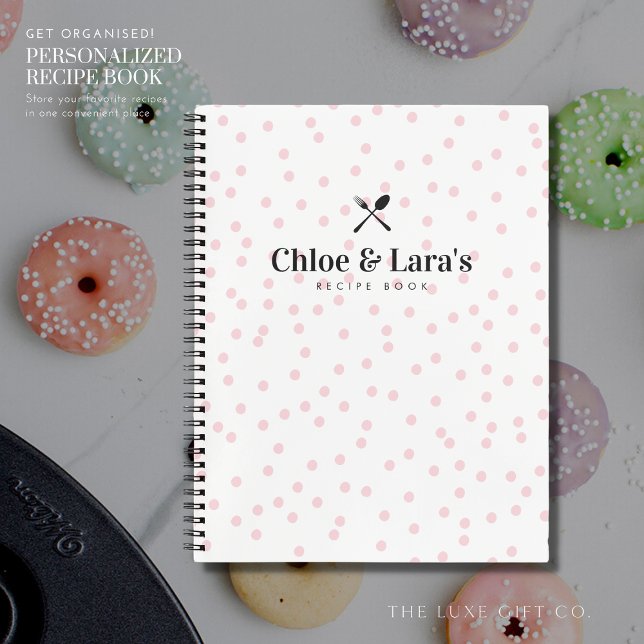 Modern Stylish Blush Polka Dot Blank Recipe Book (Creator Uploaded)