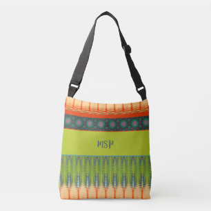 Modern stylish bohemian tote bag initials template