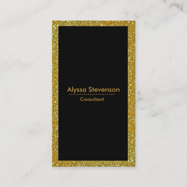 Modern Stylish Bold Gold and Black Striped Business Card (Front)