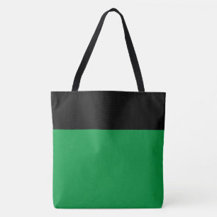 Modern Stylish Bold Kelly Green Black Colour Block Tote Bag