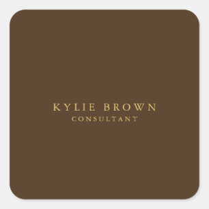 Modern Stylish Brown Gold Professional Square Sticker