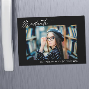 Modern Stylish Calligraphy Graduation Magnet Card