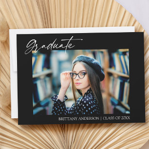 Modern Stylish Calligraphy Ink Photo Graduation Announcement