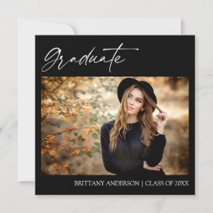 Modern Stylish Calligraphy Ink Photo Graduation Announcement